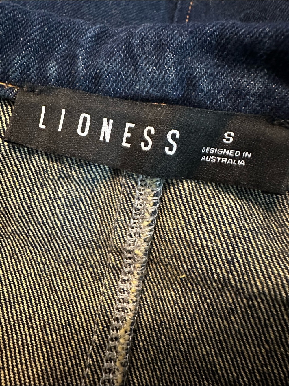LIONESS Denim Dark Wash Blazer Jacket Size Small - Picture 7 of 10